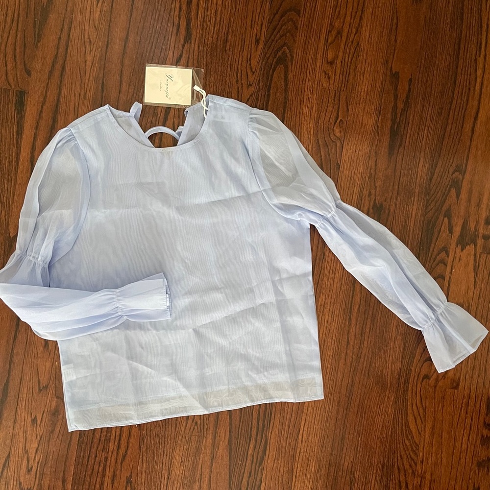 Periwinkle puffy long sleeve blouse top